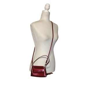 Beijo Crossbody Bag Womens Small Red Patent Faux Leather Metallic Mini Zip Purse